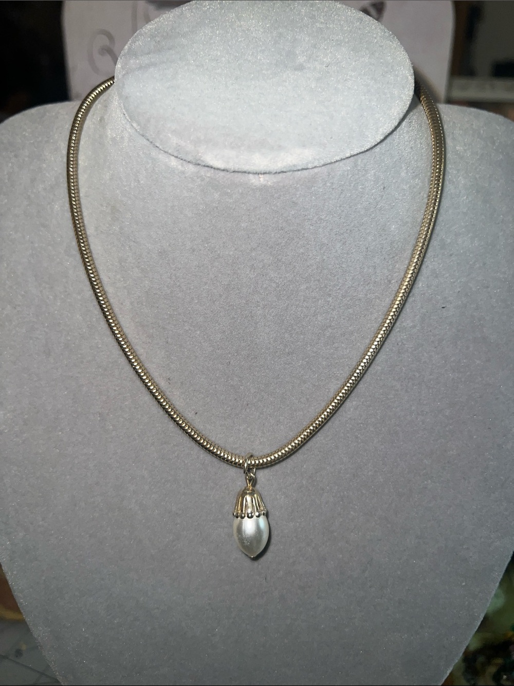 Park Lane Gold-Tone Necklace with White Pearl Teardrop